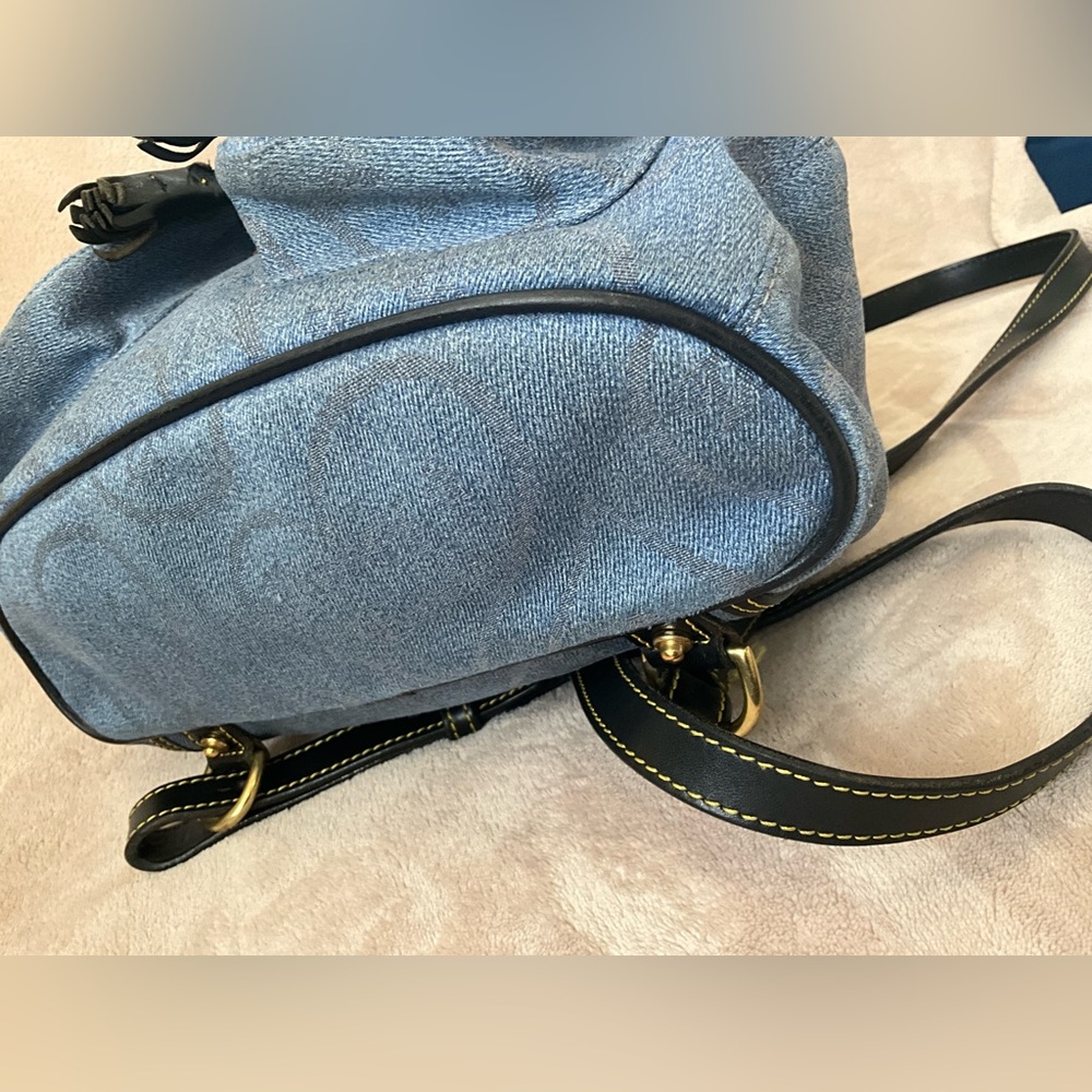 Dooney & Bourke Vintage Canyon Backpack in blue denim. 10.5”x 9.25”x 4” - Picture 7 of 16